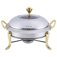Hotpot Stainless Steel Mini Hotpot Set With Tempered Glass Lid, Gold 20cm Stockpot, Shabu Divider