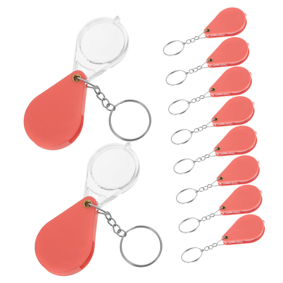 10pcs Mini Keychain Magnifying Glass Portable Pocket Magnifier 10x Magnification Acrylic Lens for Reading Craft Hobby Tool Magnifier Ref: 1972
