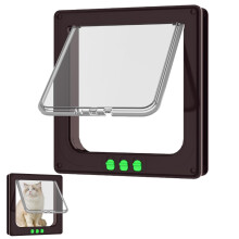 4Way Locking Cat Flap Door For Cats And Small Dogs Magnetic Transparent Pet Door With Quiet Brush Seal Weatherproof