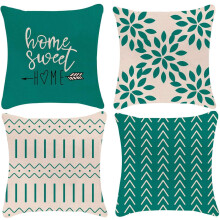 Set of 4 Linen Fabric Pillow Cases, Standard 18x18 Inches for Outdoor Indoor Use, Multipurpose Decorative Covers, Easy Care & Washing with Invisible Z