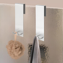 Bathroom Hanger for Shower Door Stainless Steel, Waterproof Anti-Slip No Drilling Installation Rust-Proof Towel Holder, Secure Grip Noise-Reduction De