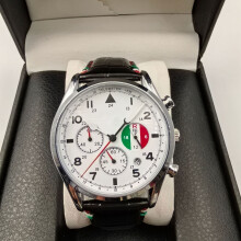 (White face and black band) A six-hand men's watch, a round multi-functional watch