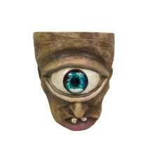 Escultura resistente a la intemperie, maceta con forma de cara de árbol de resina con diseño robusto, decoración de jardín pintada a mano, adorno