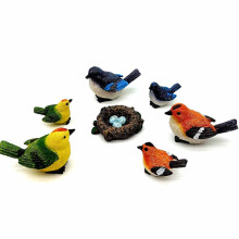 Squisito pappagallo in miniatura, statuetta in resina impermeabile dipinta a mano per uso multiuso, inclusi accessori per giardini fatati,