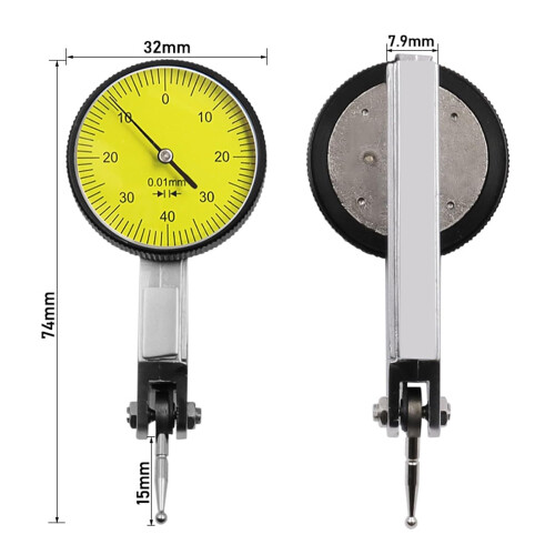 Indicator 04 mm Range, 0.01 mm Resolution, Dovetail Rails Mount, Metric Precision Test Indicator 2