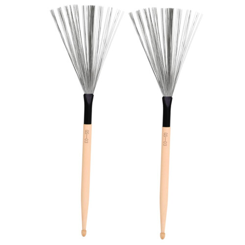 wooden handle drum brushes with durable wire tubes for percussion, cajon, drumming