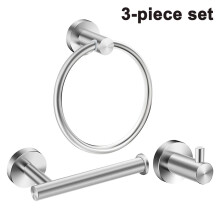 Ensemble d'accessoires de salle de bain intemporels, anneau porte-serviettes en acier inoxydable, porte-papier toilette, crochet pour peignoir,