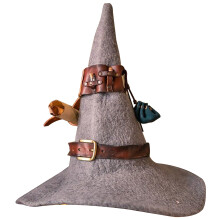Chapéu de mago para fantasia de baile de máscaras, acessório para festa de Halloween e cosplay, adereço para eventos temáticos, tecido verde,