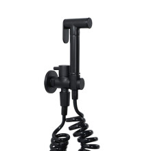 Bidet Sprayer Faucet Set Black Brass Handheld Bidet Attachment Wall Mount Cold Water Single Handle