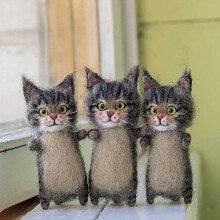 Complete DIY faux wool felt material kit for making adorable cat puppets (The Cat)