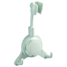 Soporte para cabezal de ducha con ventosa, ajuste de 360 grados y ganchos dobles para artículos esenciales de baño. Material ABS duradero. No