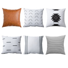 Dekorative Kissenbezüge aus einfarbigem Kunstleder, modernes Design, weiße 45 x 45 cm, für Sofa, Bett und Wohnzimmer.