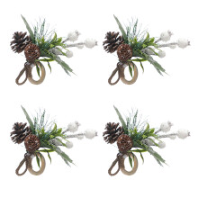 Tafeldecoratie in landelijke stijl met rustieke dennenappel servetringen, kerstdecoratie servetringen voor bruiloftsreceptie servetaccessoires