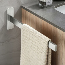 Porte-serviettes mural en acier inoxydable SUS304, facile à installer grâce à son adhésif, idéal pour la salle de bain et la cuisine. Gain de