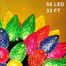 Luces navideñas LED multicolor, juegos conectables C9 de grado comercial sin parpadeo, bombillas acrílicas duraderas para decoraciones interiores y