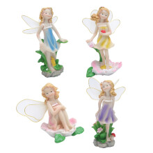Figuritas brillantes para jardines de hadas, adornos de hadas en miniatura para terrarios, regalos alados con purpurina y estatuas de poliresina