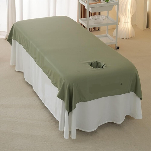 Massage table cover, soft, breathable with hole (White, 230x118cm) 1