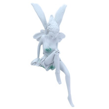 Estatua de hada sentada, escultura de resina para jardín con elementos caprichosos, elegante figura de ángel para jardines, patios y terrazas (9")
