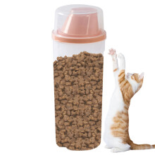 Cat Food Airtight Container 1500ml Large Capacity Transparent Dispenser Dog Dispenser Pink For Home Indoor Pets