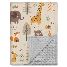 75x100cm Animal Themed Cot Blanket, Toddler Blanket with Dotted Backing, Soft Plush Baby Quilt Cot Comforter for Boys and Girls, Weight 300g