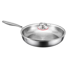 Saute Pan Frying Skillet with Lid,Multi Functional Nonstick Cookware, Titanium Hammered Skillet for Induction Cooktop Camping Cooking 28cm