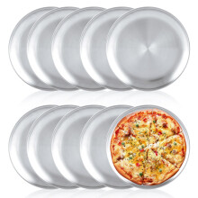 10 Pcs Stainless Steel Pizza Oven Trays, NonStick Baking Pan, Dishwasher Safe Round Trays for Oven