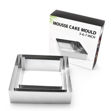 Square Cake Mold 3Piece Set, Stainless Steel Dessert Cake Ring 57 Inch, Mousse Molds