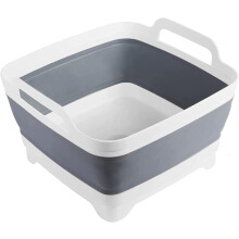 Compact Collapsible Sink, Space Saving Portable Dish Tub for Multi-Functional Use, Light Weight, Sturdy Handles, Safe Material, Integrated Plug and Dr