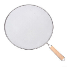 Stainless Steel Oil Splatter Screen, Fine Mesh, Wooden Handle, 33 Cm, For Frying Pans And Pots