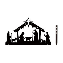 Wetterfeste Gartenschilder für religiöse Weihnachtsdekoration, Krippenszenen für den Außenbereich, 40 x 25 cm, Metall-Krippen-Gartendekoration
