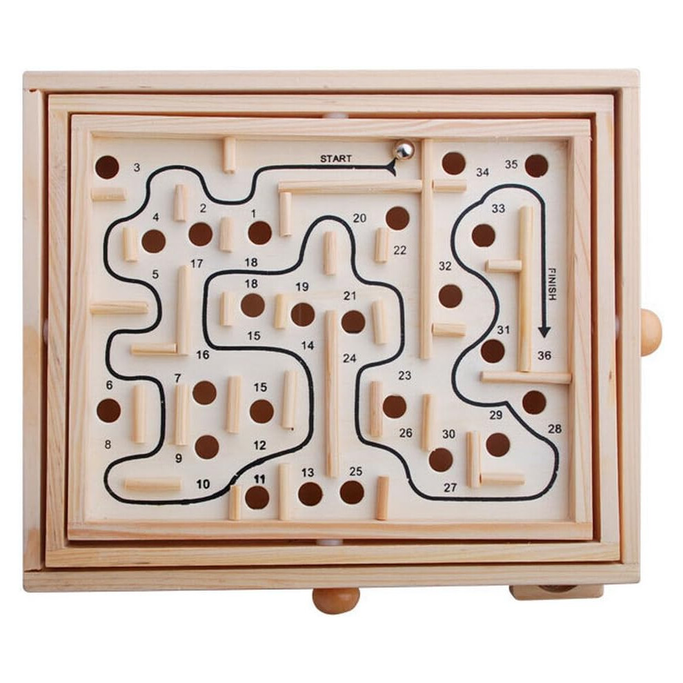 Natural Wooden Maze, Premium Quality Marble Maze For Table Activity, Wooden Labyrinth Game, Idea Gift For Educational Toy, Fine Motor Skills Developme