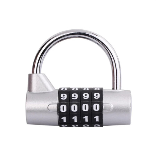 5 Dial Digit Number Combination Travel Password Lock Combination Padlock Zinc Alloy Heavy Coded Lock Security Safely Code(4 Code Silver)