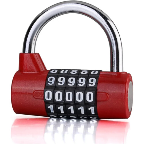 5 Dial Digit Number Combination Travel Password Lock Combination Padlock Zinc Alloy Heavy Coded Lock Security Safely Code(4 Code Silver) 2