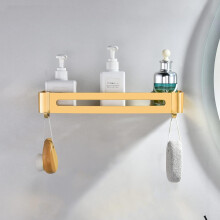 Organización de baño color oro champán, instalación autoadhesiva o mediante perforación para una fácil configuración, material de aluminio