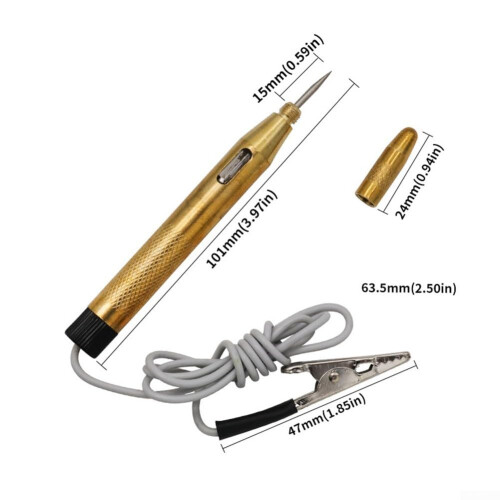 Metal Circuit Tester Probe Pen With Light Indicator Electrical Testing Tool For Automotive Wiring System Detector 2