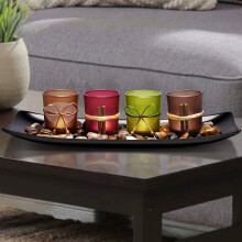 Walnut Wood Decorative Trivet With Mosaic Design, Vintage Embellishment For Durable Modern Decor