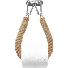 Toiletpapirholder i vintage-stil, nem montering, maritim reb, kysthåndklædeholder med metalkrog