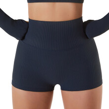 Shorts de ioga para mulheres, sem costura, cintura alta, para academia, ciclismo, canelados, antiderrapantes, respiráveis, elásticos, com controle