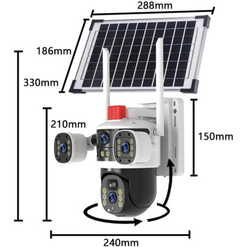 AI Detection CCTV Camera Systems, Security Camera Outdoor Wireless With Solar Panel, Solar Powered Cellular Security Camera Wireless(Black) 2