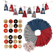 Pungi perfecte pentru calendarul de Advent de Crăciun, fabricate din in ecologic, cu închidere cu șnur din iută, culoare naturală, ideale pentru