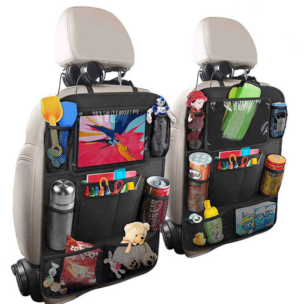 Innovative Backseat Car Organizer, Road Trip Essentials for Kids Toddlers, Travel Accessories with Adjustable Shoulder Strap and Kick-Proof Design for