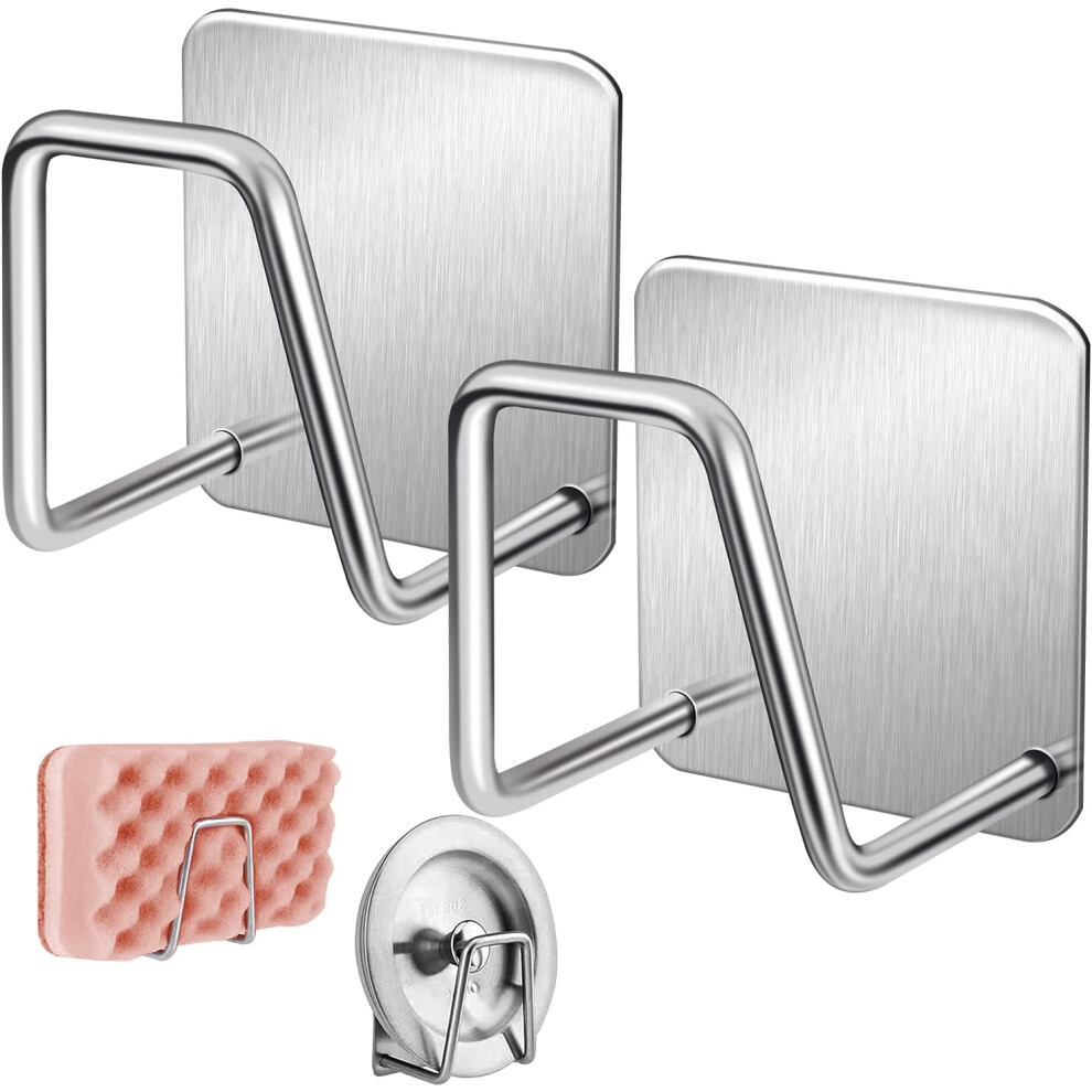 Adhesive Sponge Caddy For Kitchen Sink, Save Storage Space Multi-Functional Sus304 Stainless Steel Quick Drying (2Pcs) 9466005007962