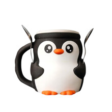 Lovely Penguins Ice Cream Pint Holder With Spoon Slot Insulated Sleeve, Reusable Cup Sleeve With Two Spoons