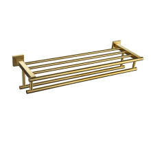 Luxuriöser Handtuchhalter fürs Badezimmer, Doppelhandtuchstange zur Wandmontage, platzsparendes Design, die Optik in gebürstetem Gold verleiht