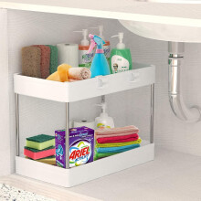 Kompakt multifunktionel vaskeorganisator, innovativt design med glidende skuffer til badeværelser og køkkener, pladsbesparende opbevaringsløsning