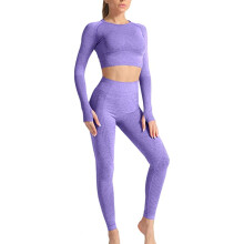 Completo sportivo da donna con top corto, tessuto elasticizzato, elasticità in quattro direzioni, leggero e traspirante, vestibilità a compressione