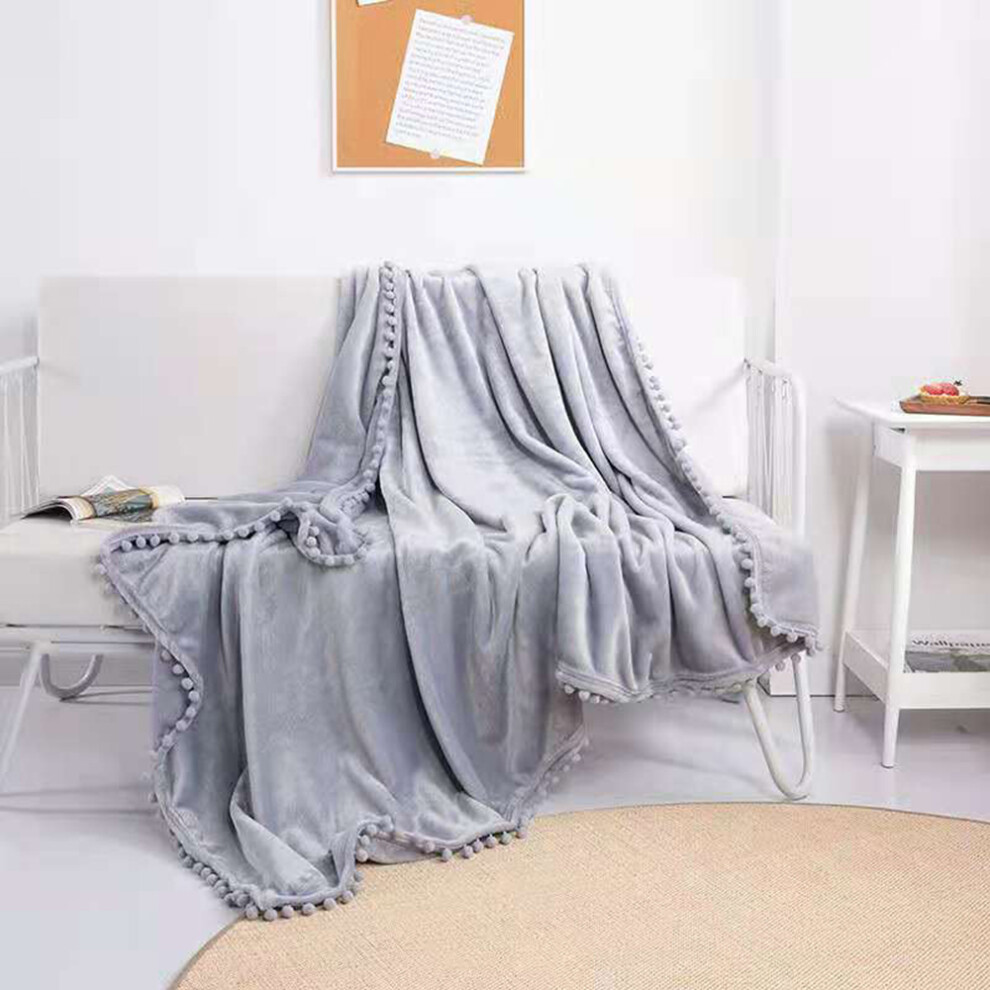 Ideal Gift Choice, Fleece Baby Blanket with Pompom Fringe for Boys, Girls, Kids, Infant, Newborn - Colorfast Blanket for Crib Stroller Nap (30"x40", C