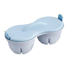 Microwave Egg Poached Egg Maker, 2Cavity, Blue, With Lid, Microwave Safe, HeatResistant Poaching Cups