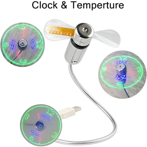 USB LED Clock Fan Real Time Display USB Powered Desk Clock Fan Single Color 2