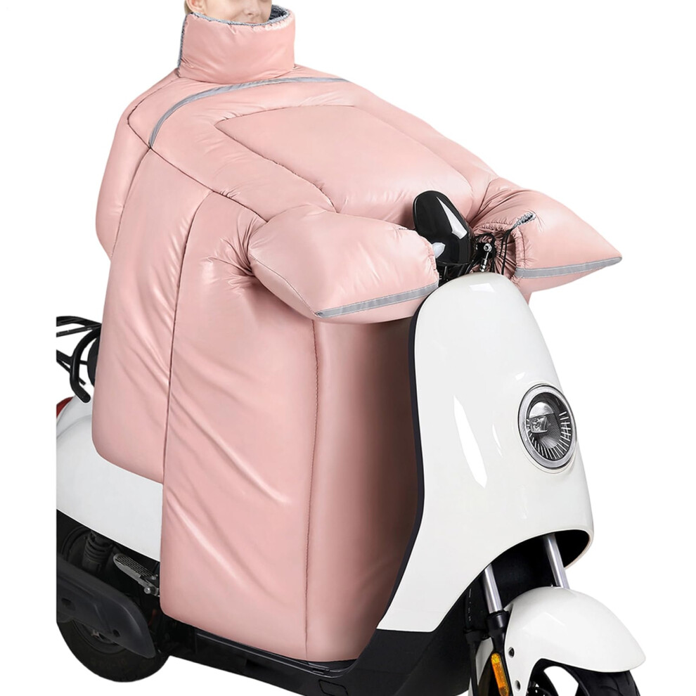 Scooter Leg Apron Cover Waterproof Quilt Plush Lining With Gloves For Chest Knee Shoulder Protection Riding Pink 9323874581408